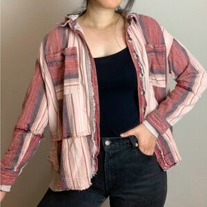 We The Free Flannel Waffle Knit Jacket Size XS